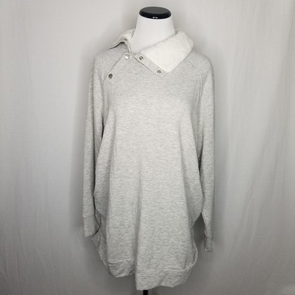 Maternity Sherpa Fleece Sweatshirt Light Gray - Picture 3 of 8